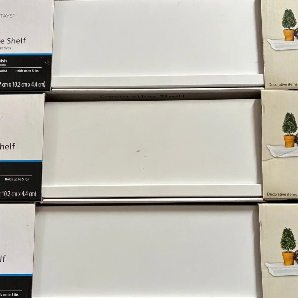 Set of 3 Mainstays White Decorative Floating Shelves (NIB, Minor Flaw on One)